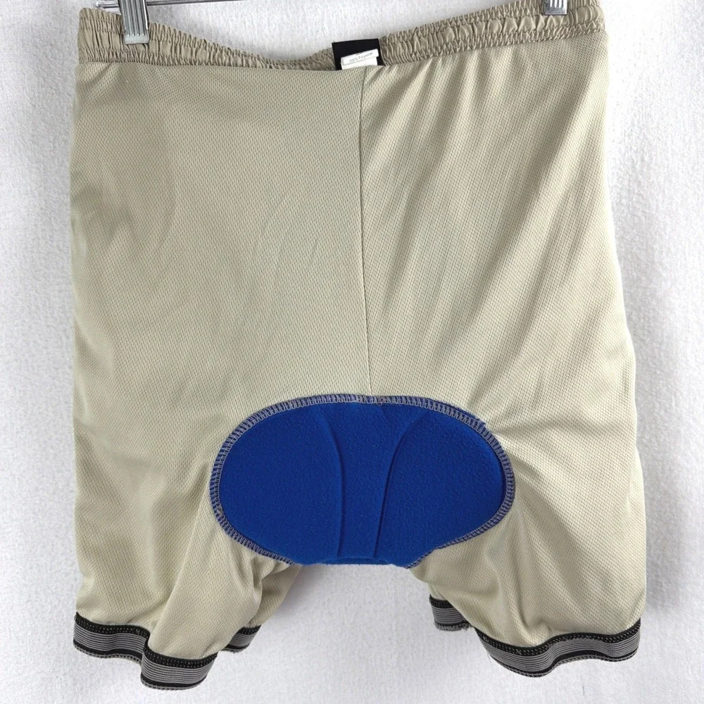 Canari San Diego Mens L Padded Lined Cycling Shorts Khaki Tan Pockets 10